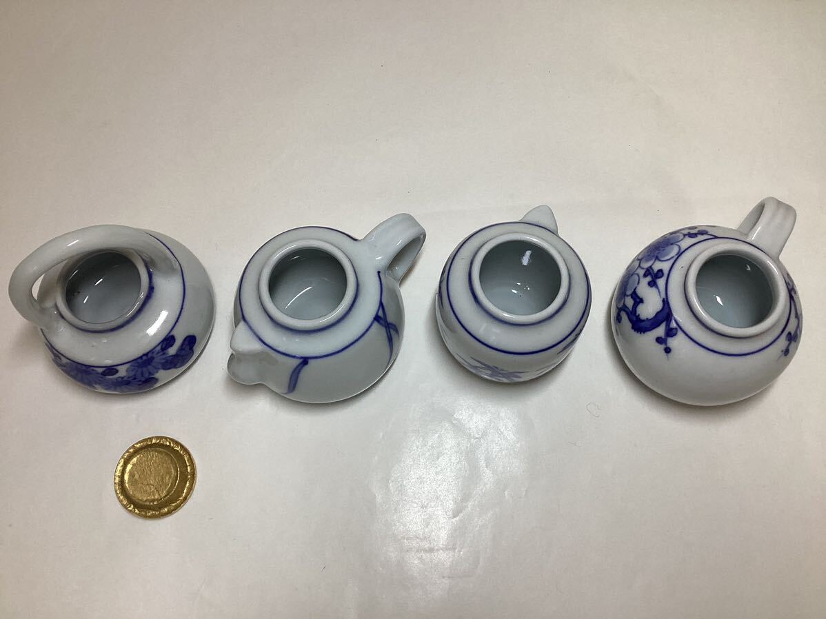 茶道具 古物品 四滴茶入 染付 平安静山 _画像6