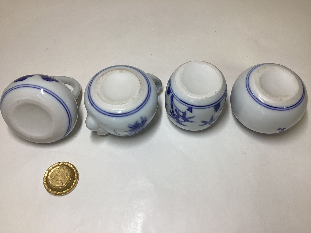 茶道具 古物品 四滴茶入 染付 平安静山 _画像7