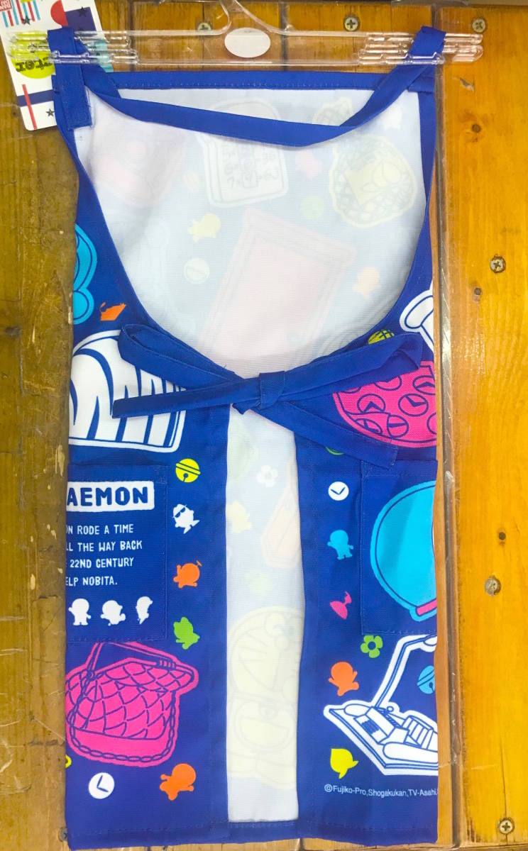 ★即決★新品タグ付 DORAEMON ドラえもん★ひみつ道具柄 子供用エプロン/bl★110cm ￥1100★お餅つき会や料理のお手伝い用に_画像2