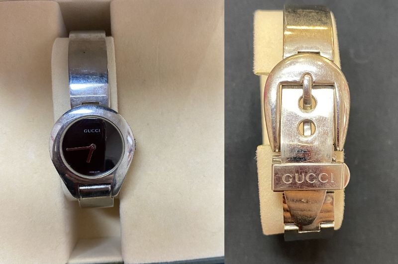 [6CM восток 05008D]1 иен старт *GUCCI Gucci *6700L* чёрный циферблат браслет часы * женские наручные часы * кварц * работа * текущее состояние товар * с футляром 