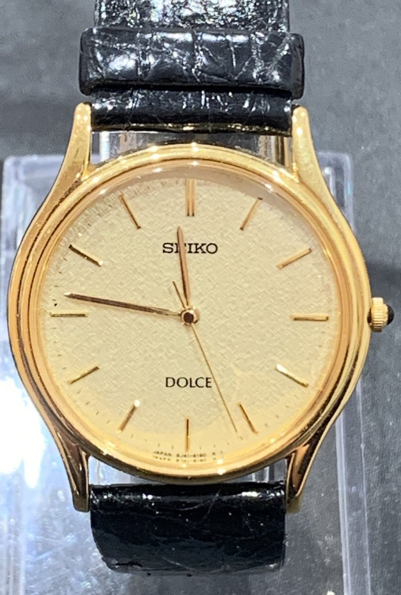 【5SF伊04050D】★1円スタート★腕時計★wristwatch★SEIKO★セイコー★DOLCE★ドルチェ★8J41-6100★ゴールド★純正ベルト★クオーツ★_画像2