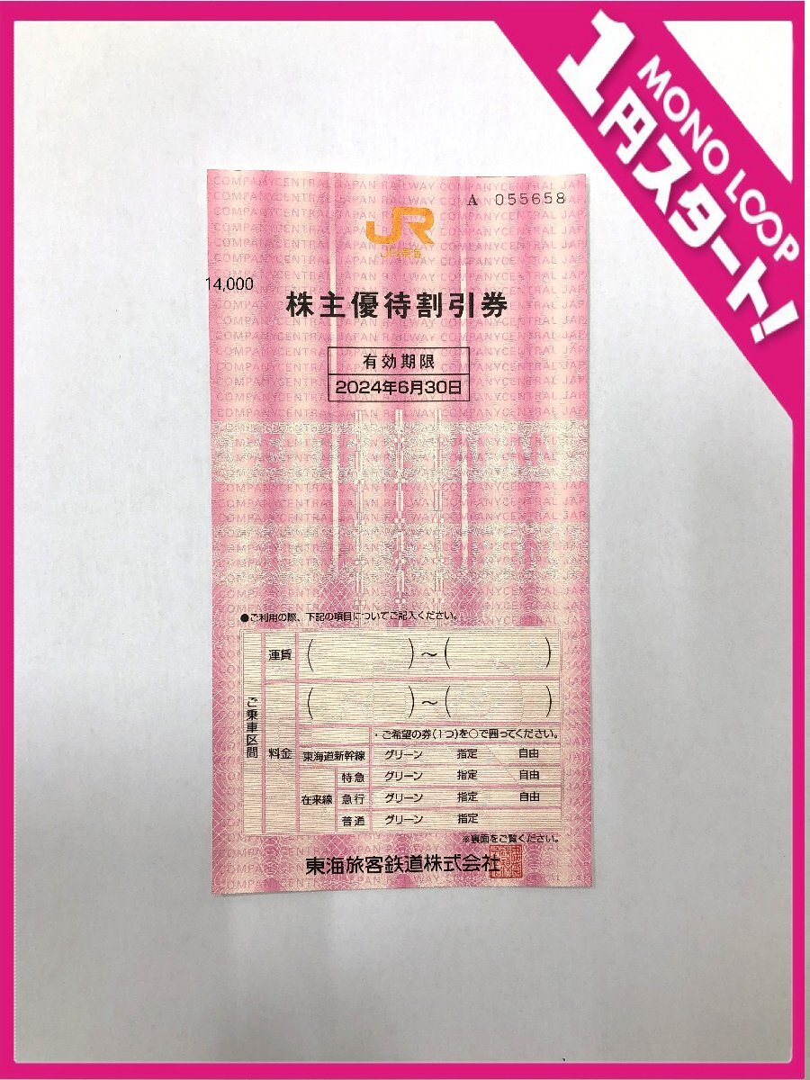 【5RH藤05012S】★1円スタート★JR東海★株主優待割引券★東海旅客鉄道★2024年6月30日まで有効★1枚★鉄道優待券★未使用品★2024/6/30★_画像1