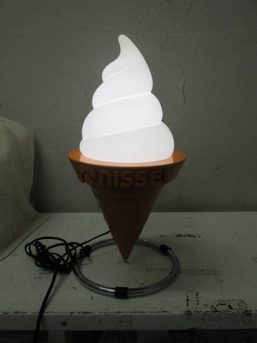 (21)* day .. corn NISSEI soft cream ornament stand illumination signboard store desk light electrification has confirmed 