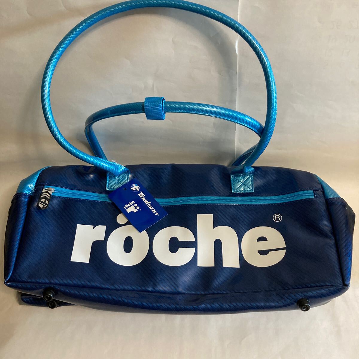 スポーツバッグ テニス　ビニールバッグ　roche ローチェ　青　ブルー　ラケット入れ　トートバッグ　ボストンバッグ_画像2