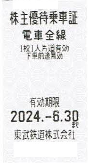 東武鉄道株主優待乗車証 10枚の画像1