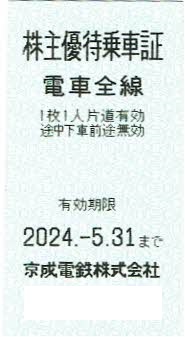 京成電鉄株主優待乗車証　 5枚_画像1