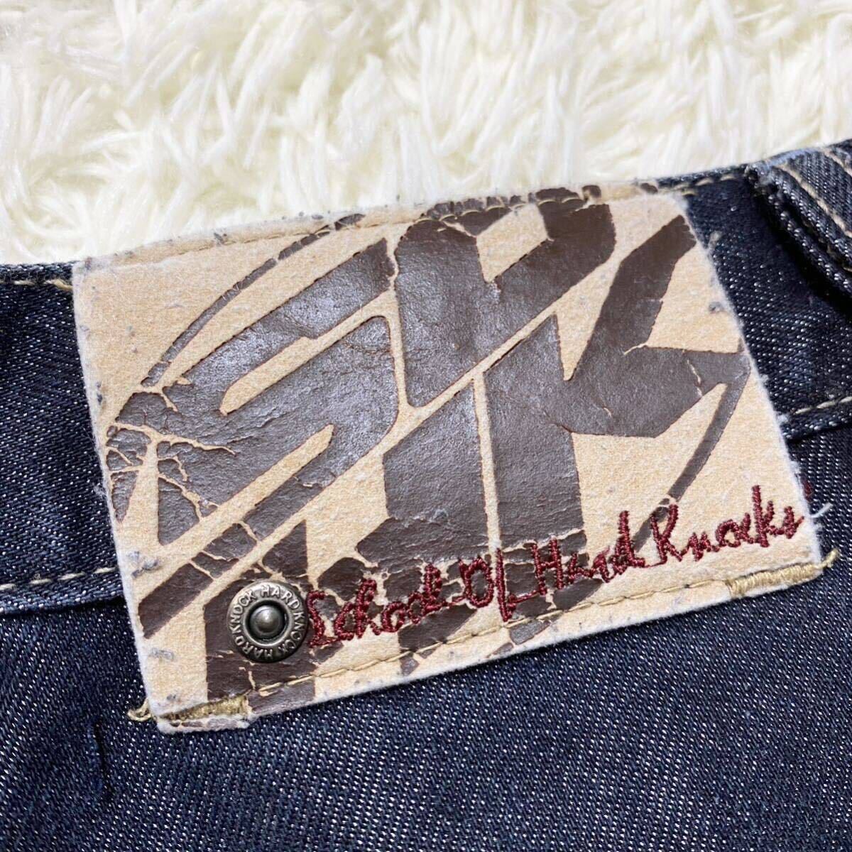 【SOHK SCHOOL OF HARD KNOCKS】ショック スクールオブハードノックス　バギーデニムパンツ　刺繍　サイズ32(M〜L)_画像6