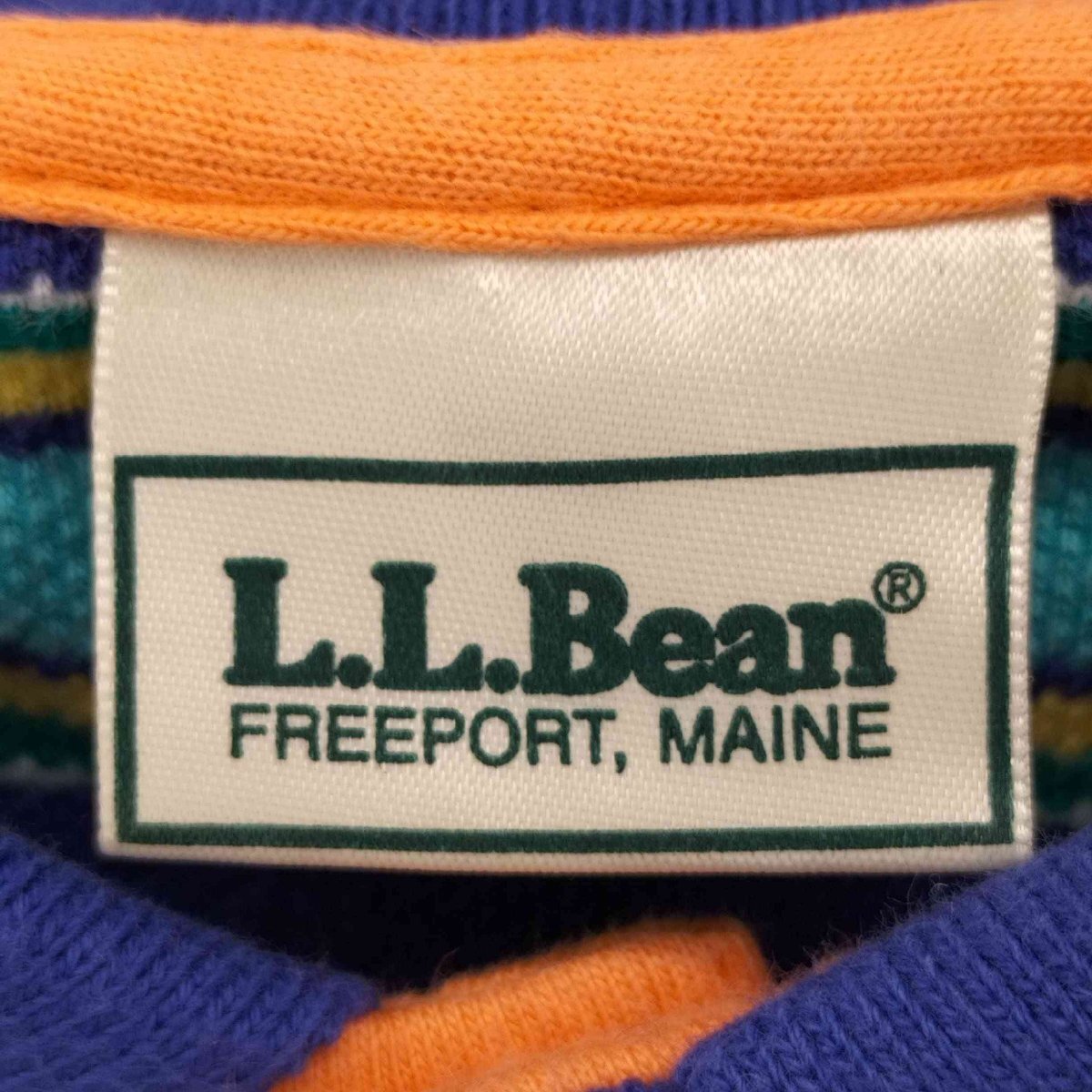 L.L.Bean(エルエルビーン) 90-00s USA製 鹿の子 マルチカラー ボーダー ポロシャツ メ 中古 古着 0949_画像6