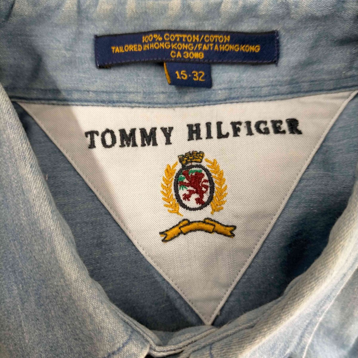 TOMMY HILFIGER(トミーヒルフィガー) 香港製 ボタンダウン シャンブレーシャツ メンズ im 中古 古着 0625_画像6