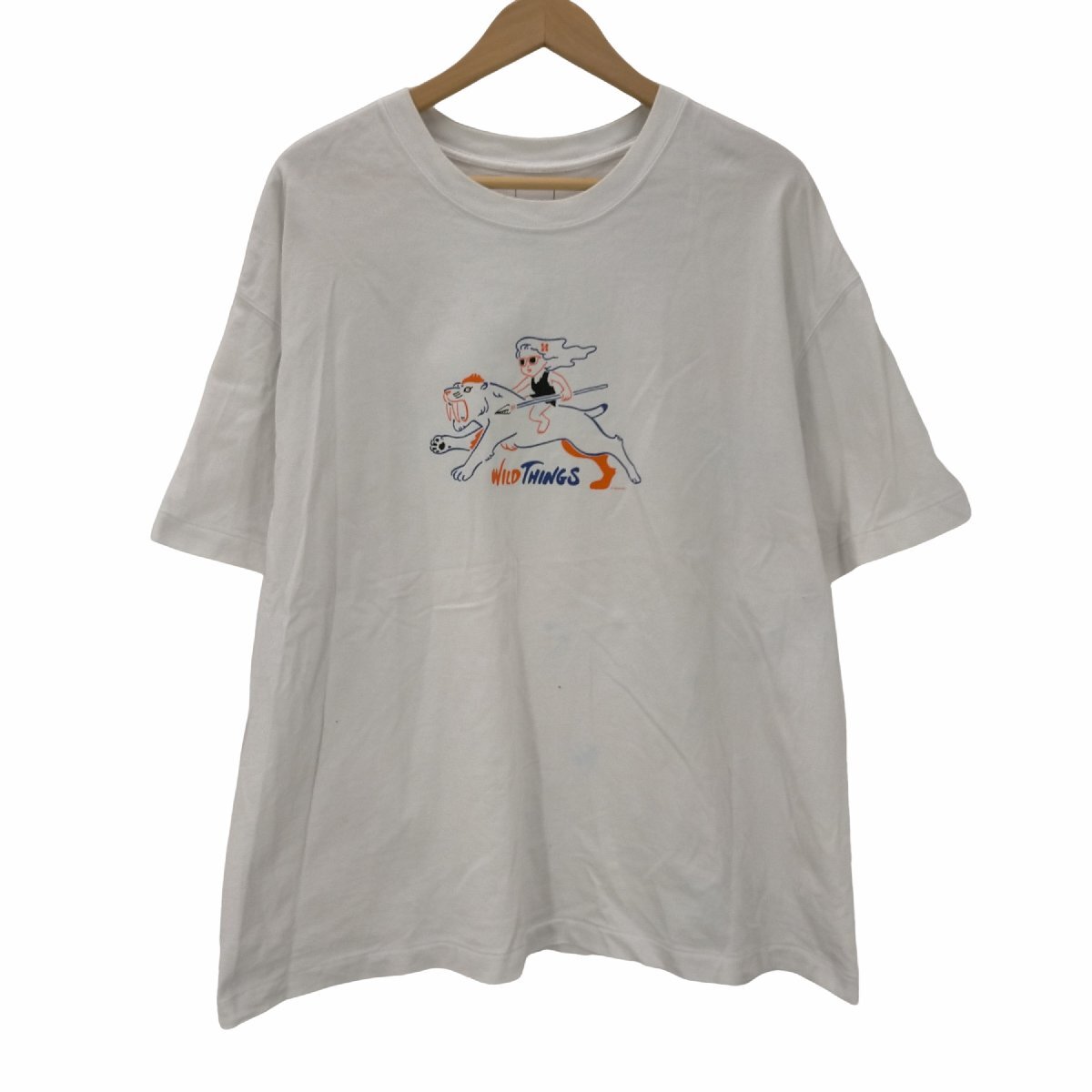 WILDTHINGS(ワイルドシングス) イラストプリント クルーネック 半袖Tシャツ メンズ impor 中古 古着 0543_画像1