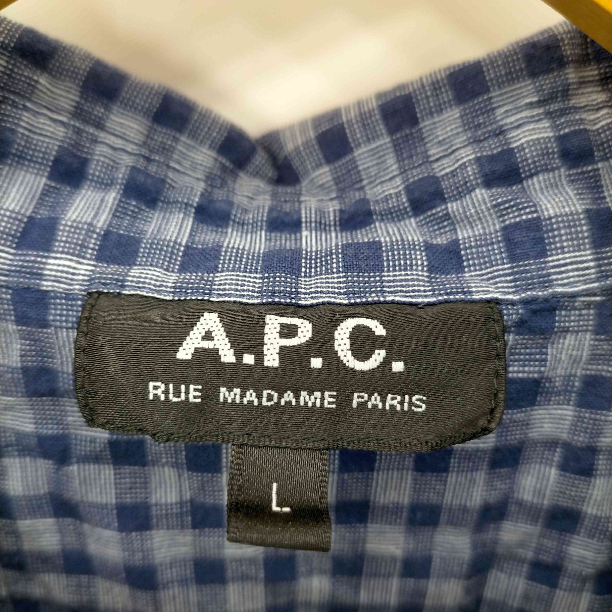 A.P.C.(アーペーセー) ギンガムチェックシャツ シェルボタン メンズ import：L 中古 古着 0825_画像6