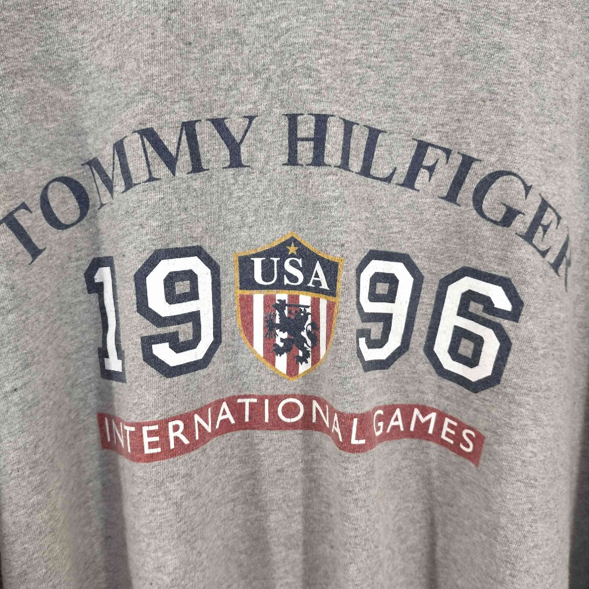 TOMMY HILFIGER(トミーヒルフィガー) MADE IN USA ロゴ三段プリント 霜降りTシャ 中古 古着 0927_画像5