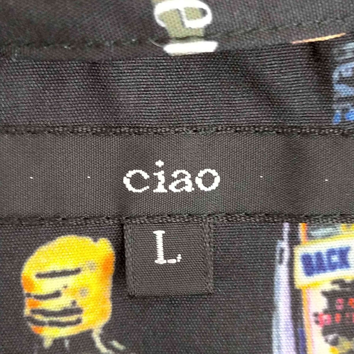 CIAO(チャオ) リカー柄 オープンカラーシャツ メンズ JPN：L 中古 古着 0723_画像6