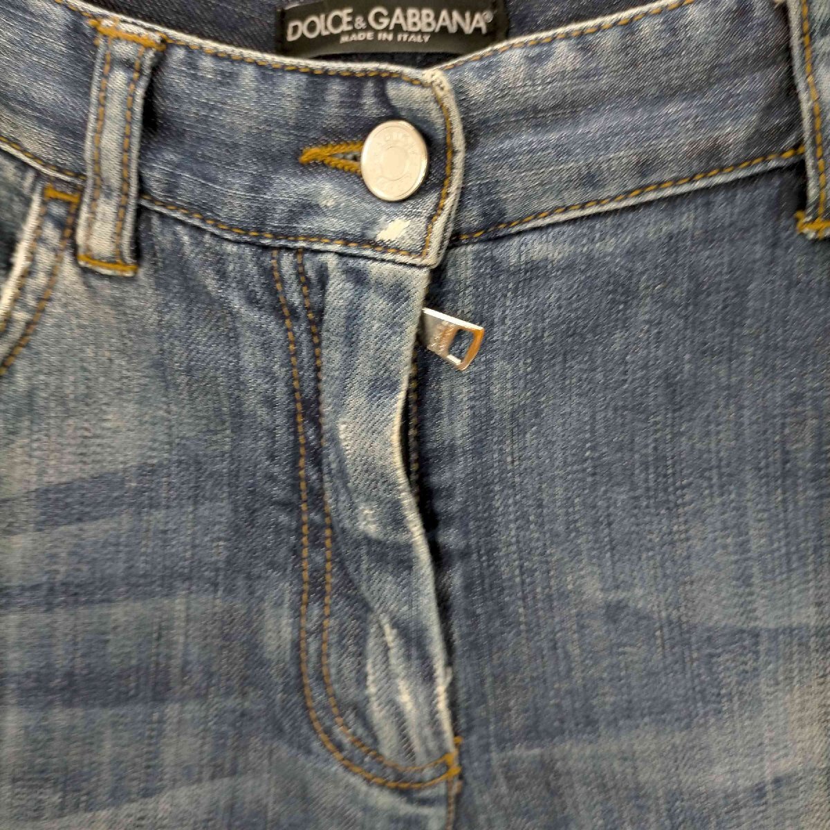 DOLCE&GABBANA(ドルチェアンドガッバーナ) ダメージ加工 ロゴプレート ジップフライ スリ 中古 古着 0404_画像3