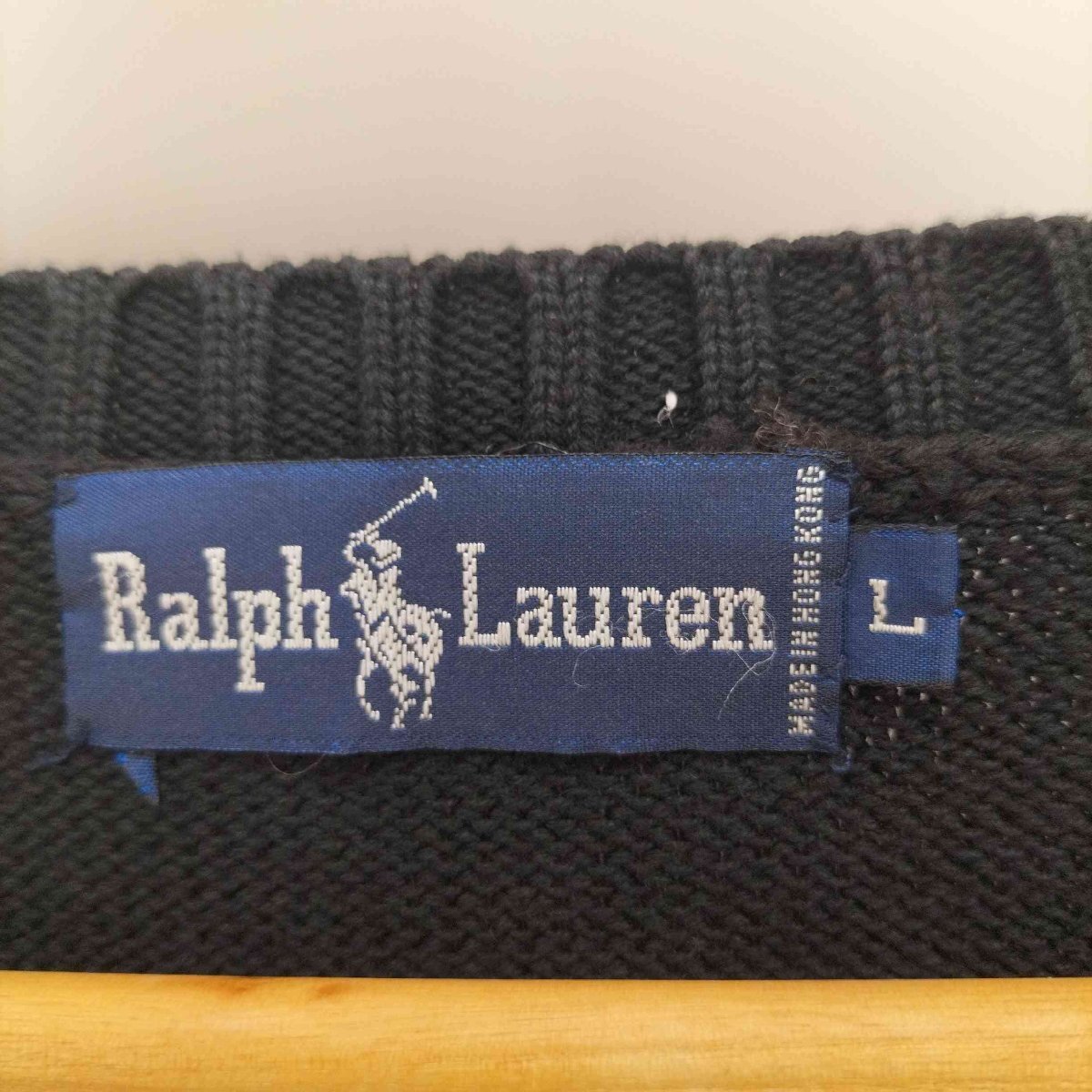 RALPH LAUREN(ラルフローレン) ワンポイント刺繍 Vネック コットン ニット ベスト メンズ 中古 古着 0846_画像6