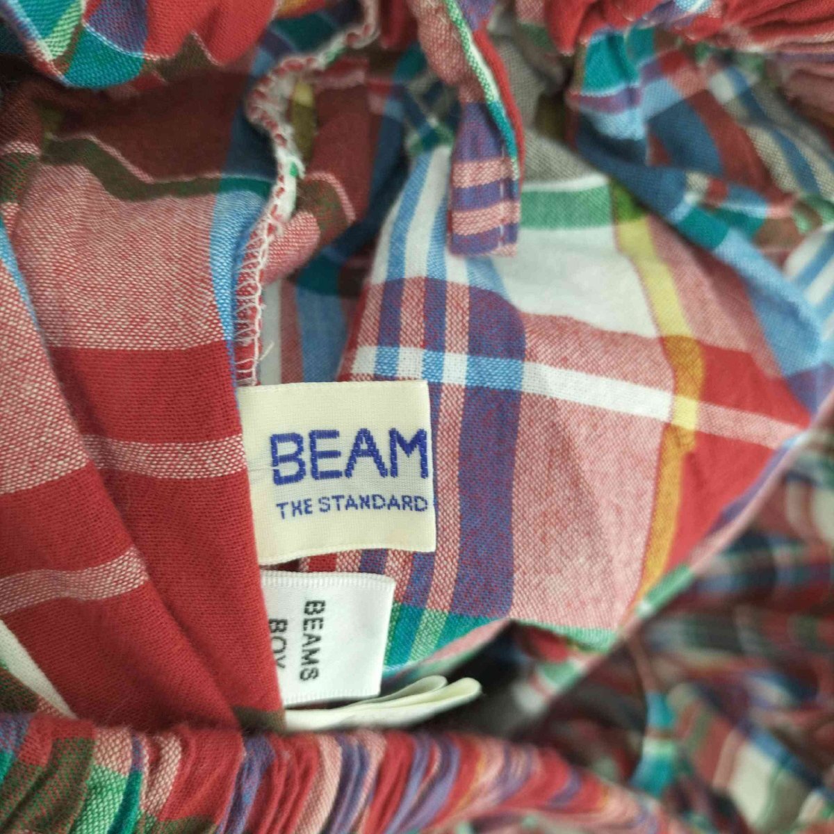 BEAMS BOY(ビームスボーイ) インド綿 マドラスチェック ティアード スカート レディース 表記無 中古 古着 0906_画像6