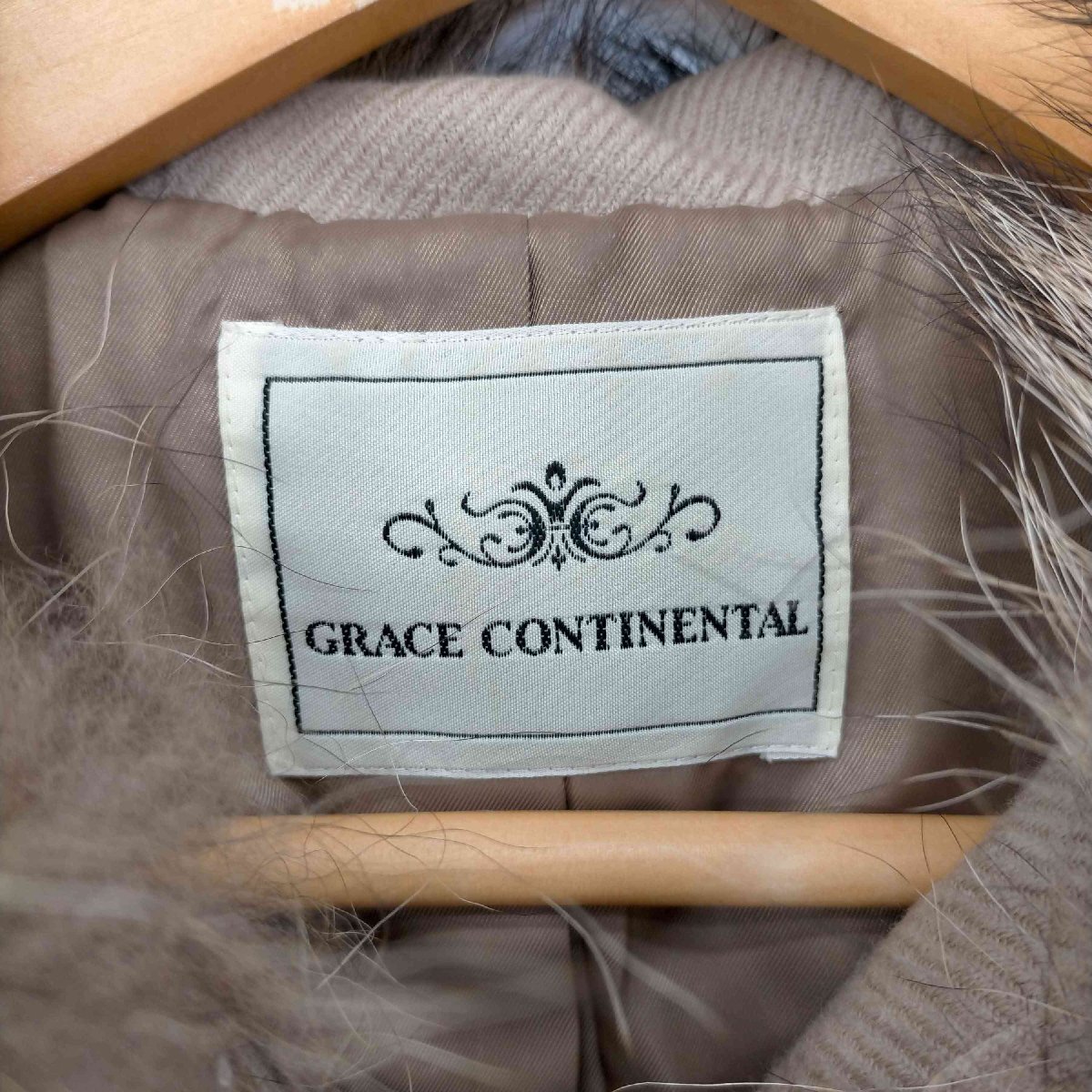 GRACE CONTINENTAL(グレースコンチネンタル) ダッフルコート フード付き ラクーンファー 中古 古着 0335_画像6