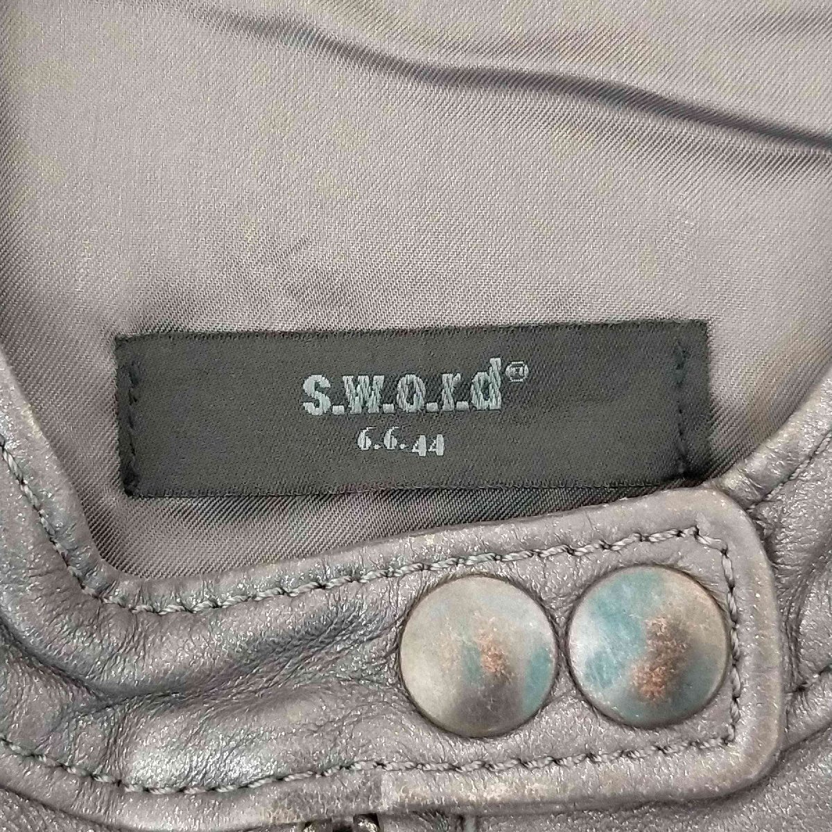 S.W.O.R.D.(スウォード) ライダースジャケット シングル レザー 羊革 レディース JPN：X 中古 古着 0415_画像6