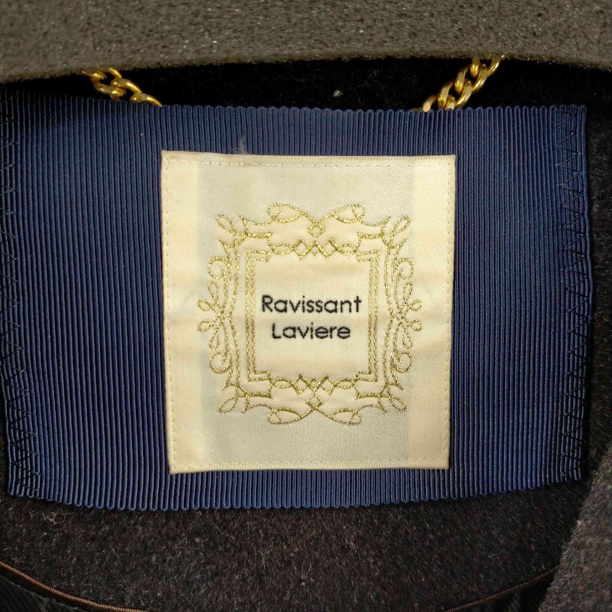 USED古着(ユーズドフルギ) Ravissant Laviere ノーカラーコート ガウン アル 中古 古着 0529_画像6