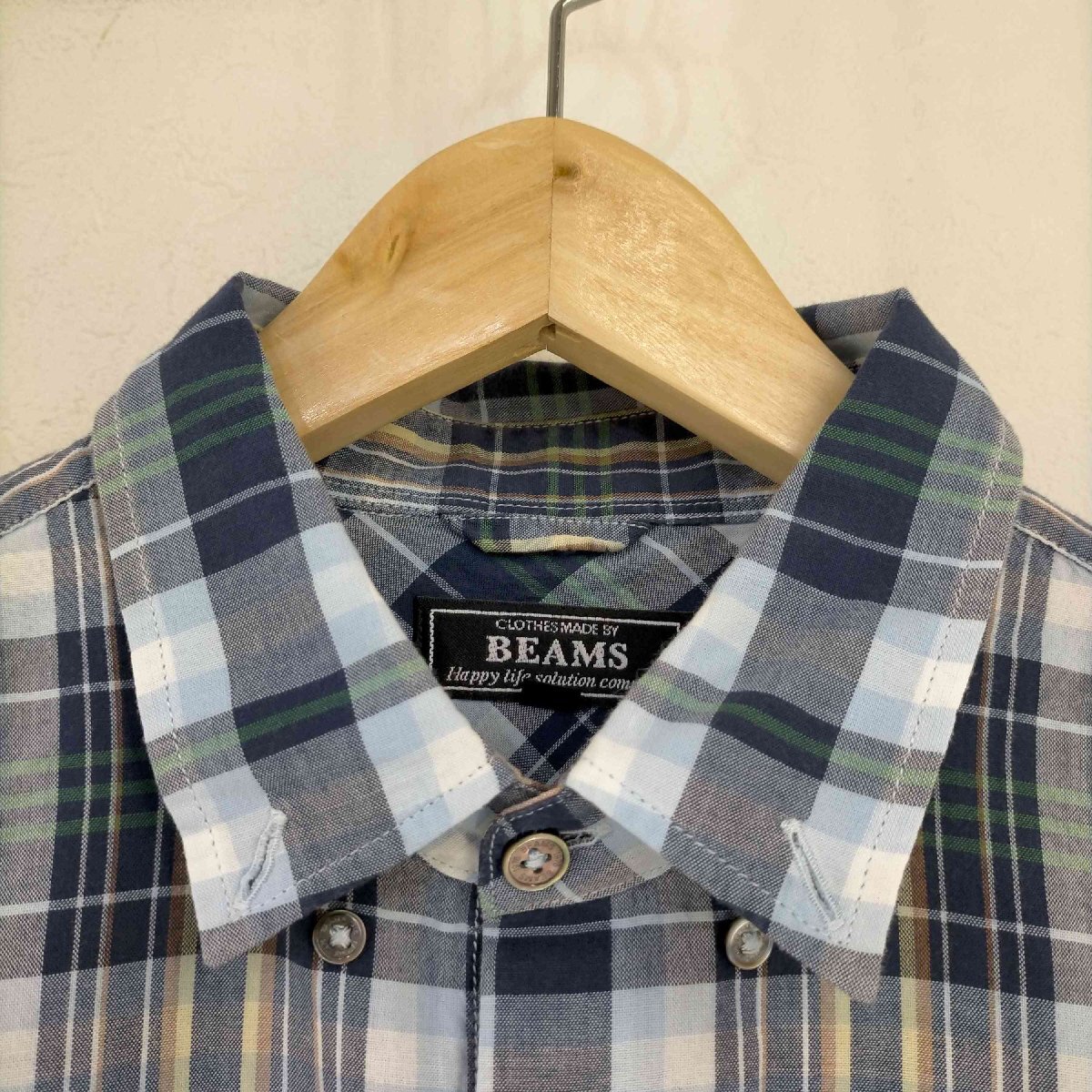 BEAMS(ビームス) マドラスチェック ボタンダウンシャツ メンズ JPN：M 中古 古着 0826_画像4