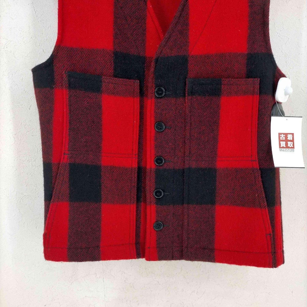 L.L.Bean(エルエルビーン) USA製 バッファローチェック ウールベスト メンズ import：S 中古 古着 0205_画像4