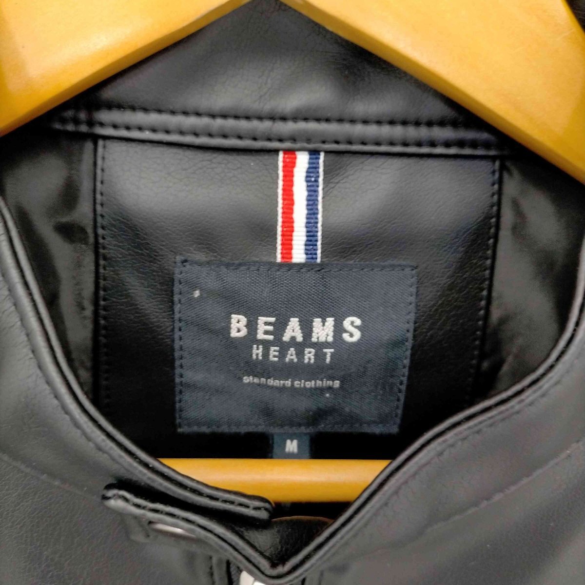 BEAMS HEART(ビームスハート) フェイクレザー シングルライダースジャケット メンズ impor 中古 古着 0907_画像6