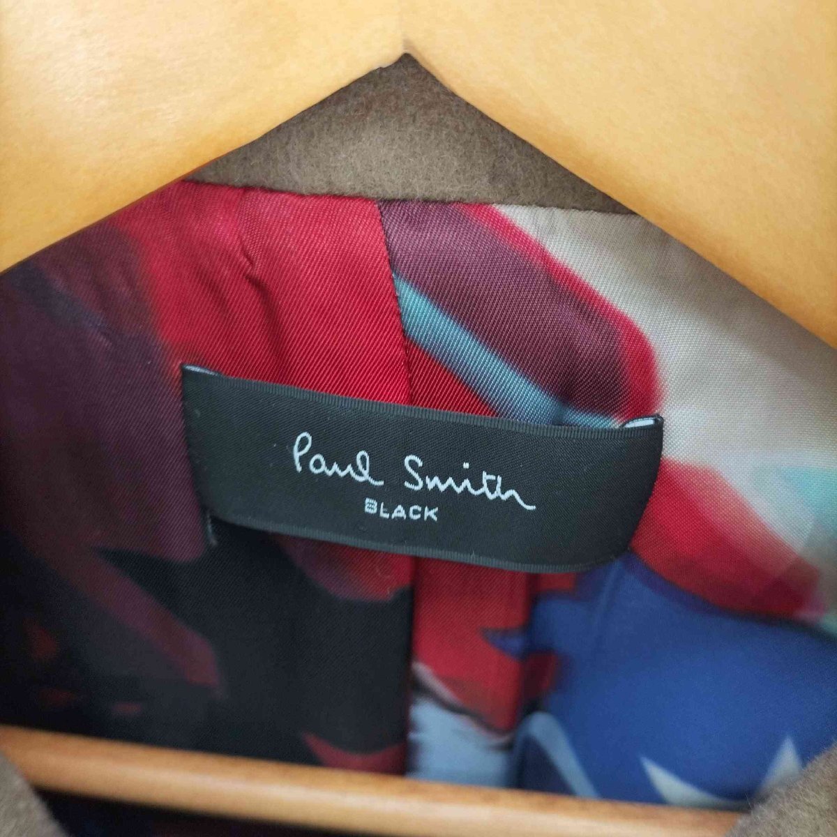 Paul Smith BLACK( Paul Smith черный ) подкладка общий рисунок воротник-стойка пальто женский EUR б/у б/у одежда 0145