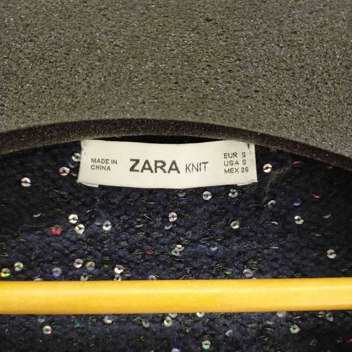 ZARA(ザラ) KNIT フリンジ ノーカラージャケット ニット カーディガン スパンコール レディー 中古 古着 0410_画像6