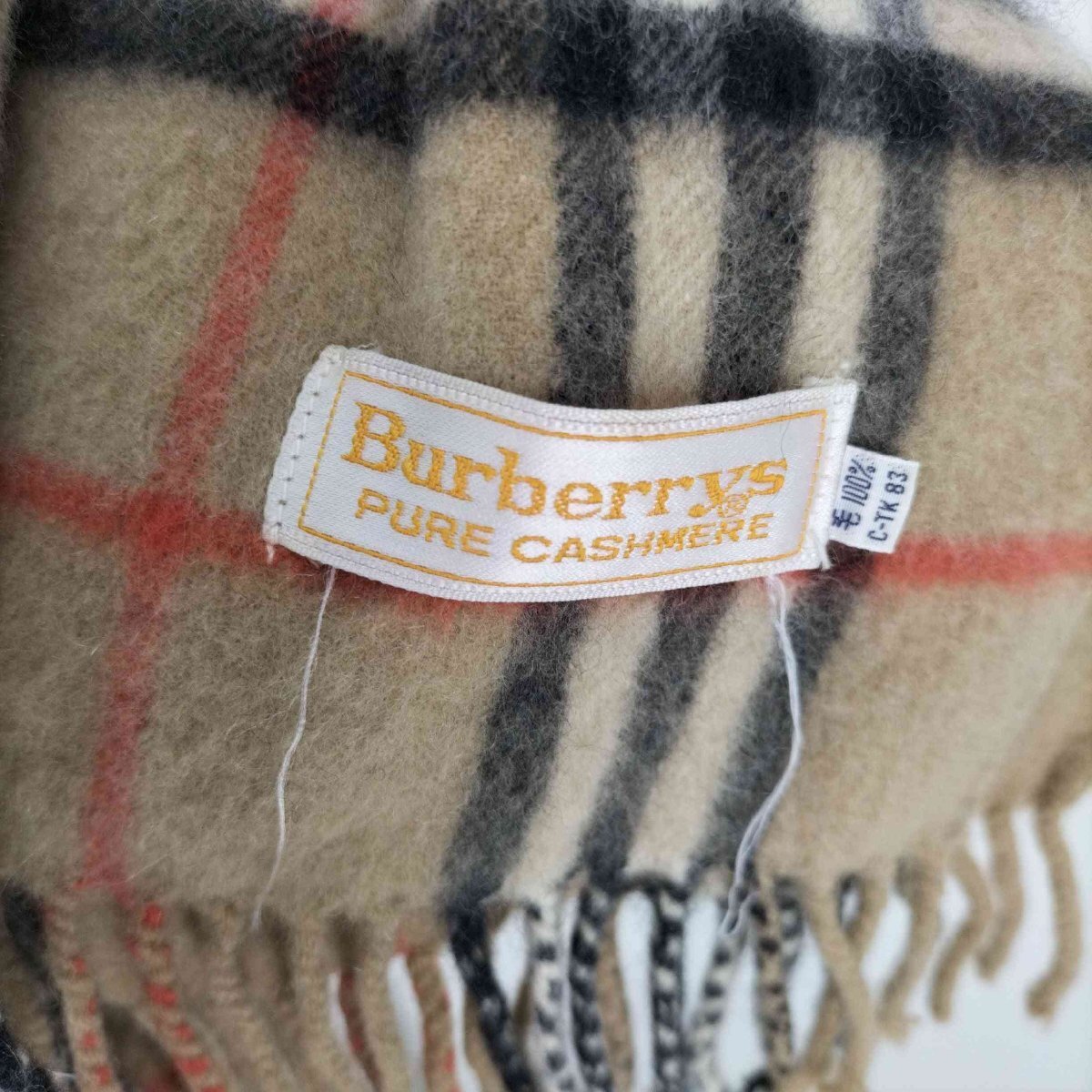 BURBERRYS(バーバリーズ) PURE CASHMERE ピュアカシミヤ チェック マフラー メンズ 中古 古着 0330_画像6