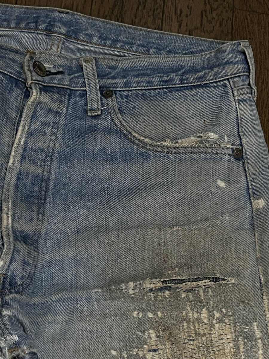  Levi's 501 66 previous term small e W34 length of the legs approximately 74cm MADE IN USA G bread LEVIS Vintage yellow stitch old clothes 