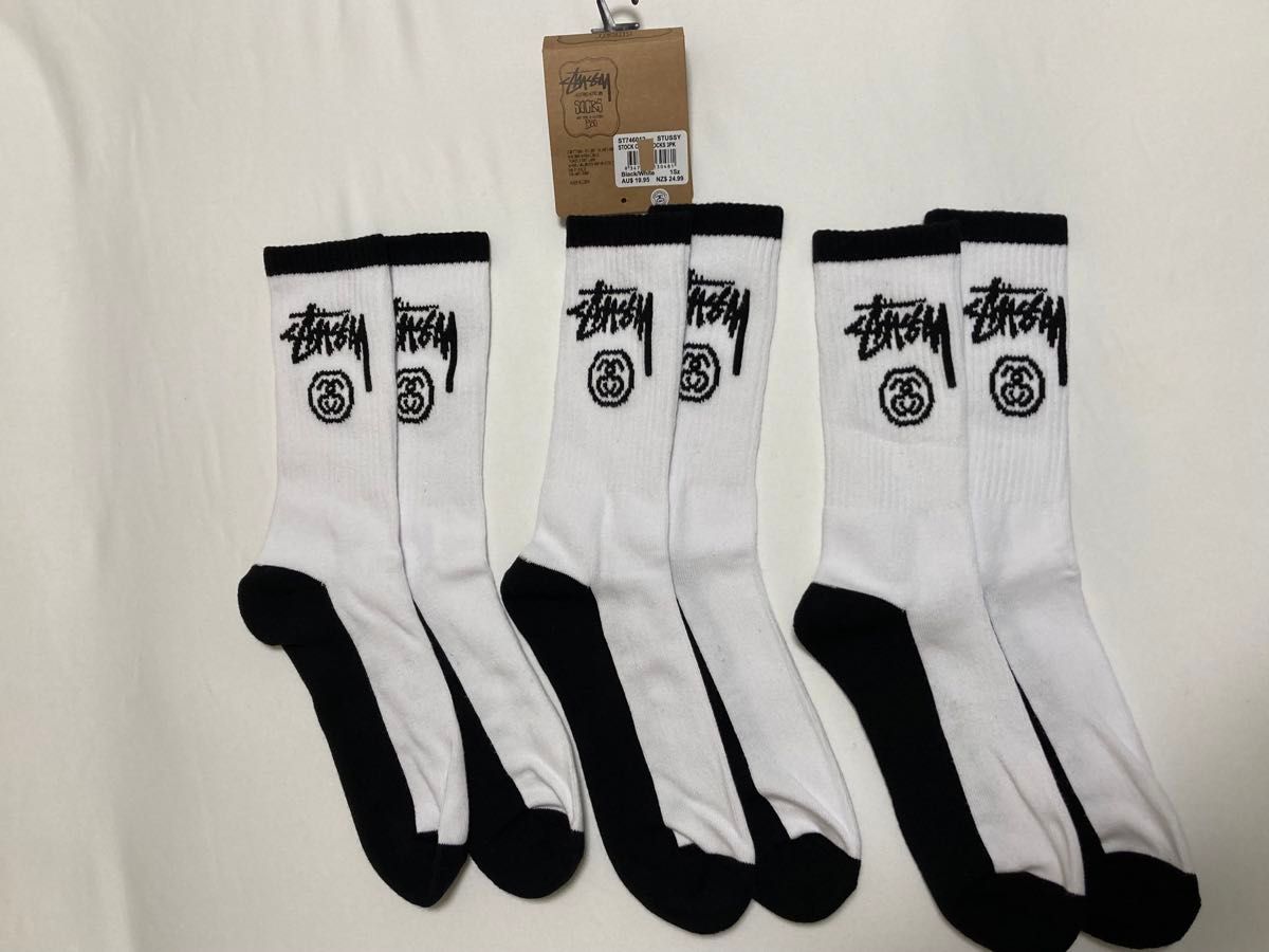 新品未使用　stussy ステューシー　ロゴハイソックス　セット販売　海外正規品　オシャレ