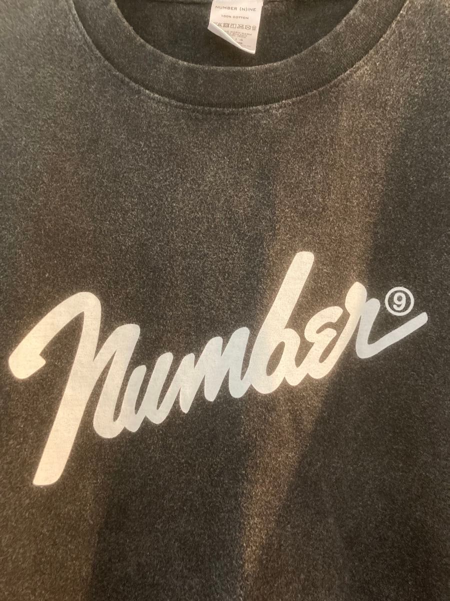 ナンバーナイン XL NUMBERNINE ユーズド加工Tシャツ フェンダー サイズ4 ブラック ロゴ