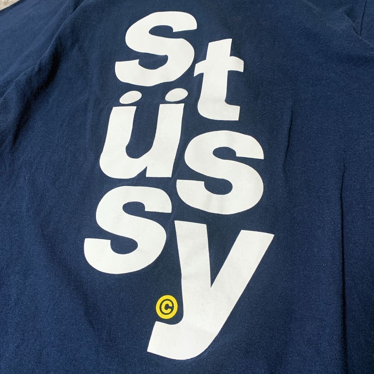 Stussy オールドステューシー ビッグプリントTシャツ グラフィック ネイビー 紺 ビンテージ 90s_画像3