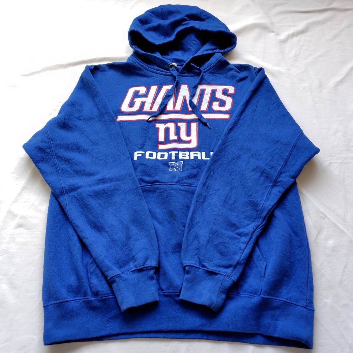 90s 00s メンズS~M位 NFL GIANTS NY ジャイアンツ　ニューヨーク アメフト ヴィンテージパーカー 青 トレーナー スウェット 39古着 USA製_画像5