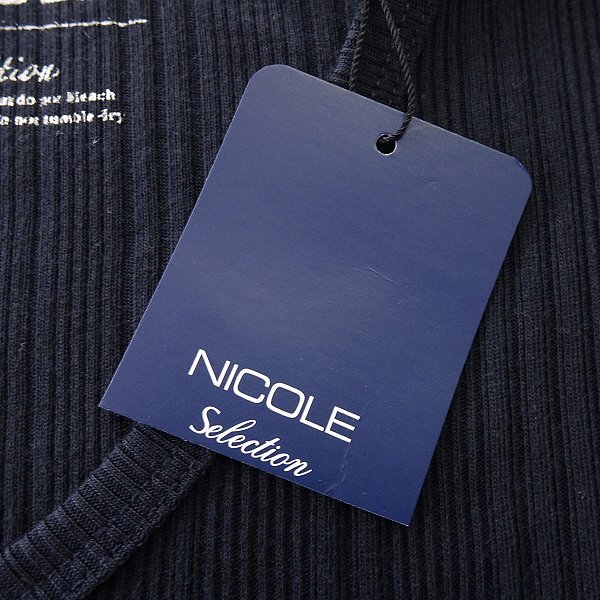  новый товар Nicole Random terekoV шея трикотажный джемпер с длинным рукавом 46(M) темно-синий [I53048] NICOLE Selection весна лето футболка long T ребра хлопок 