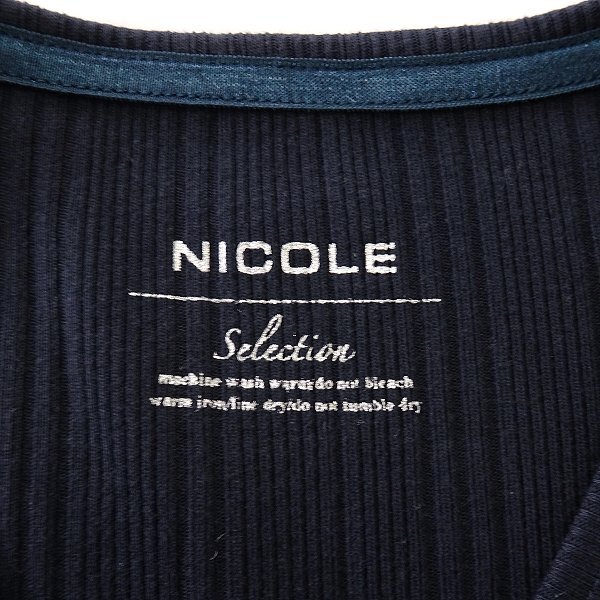 новый товар Nicole Random terekoV шея трикотажный джемпер с длинным рукавом 46(M) темно-синий [I53048] NICOLE Selection весна лето футболка long T ребра хлопок 