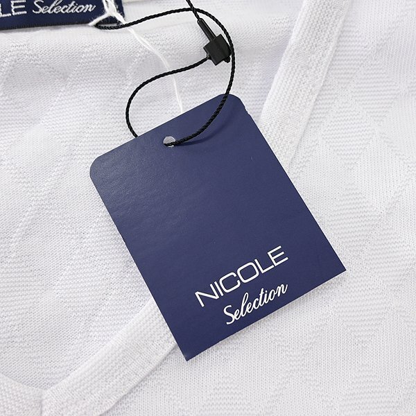 新品 ニコル シャドー アーガイル Vネック 長袖 カットソー 46(M) 白 【I47074】 春夏 メンズ NICOLE Selection ロンT Tシャツ サマーの画像6