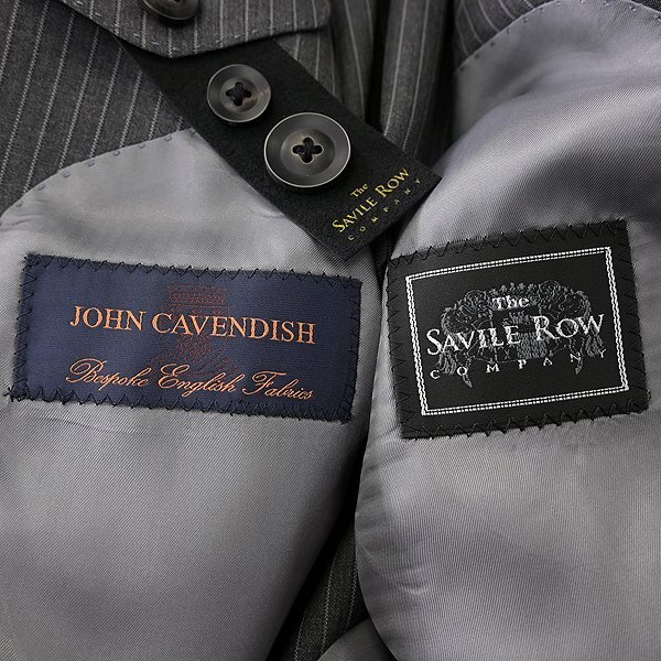 新品 サヴィルロウ 春夏 英国 JOHN CAVENDISH ウール ストライプ スーツ AB5(幅広M) 灰 【J50910】 メンズ Savile Row セットアップ サマーの画像10