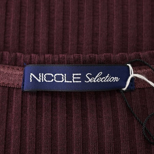 新品 ニコル リブ ストライプ Vネック 長袖 カットソー 48(L) ワイン 【I51389】 春夏 メンズ NICOLE Selection ロンT Tシャツ サマーの画像7