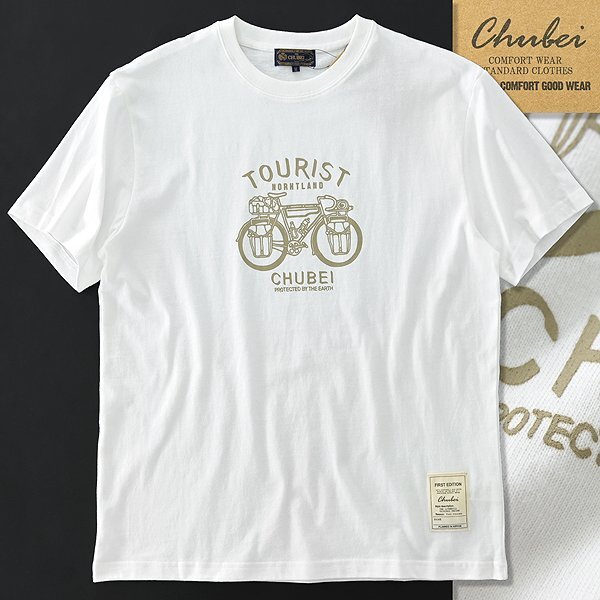 新品 チュウベイ 2023年 自転車 プリント 半袖 Tシャツ M 白 【CH1432068_7】 春夏 メンズ CHUBEI カットソー 丸首 クルーネック サマー_画像1