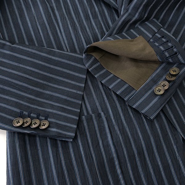  new goods doll Homme . sudden men's flax ... cloth stripe suit AB5( wide width M) navy blue blue [J48425] spring summer D\'or Hommelinen cotton summer 