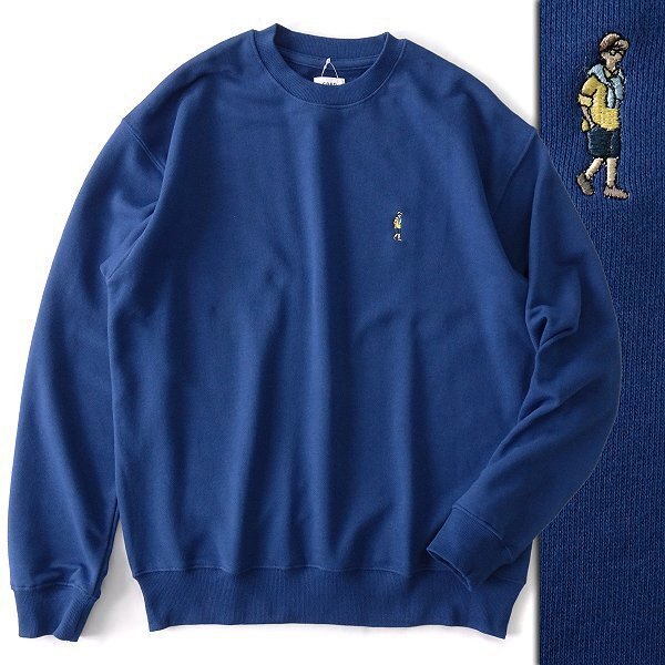  new goods UNITED ARROWSko-en reverse side wool crew neck sweat M navy blue [I43775] men's coen sweatshirt embroidery sweatshirt pull over 
