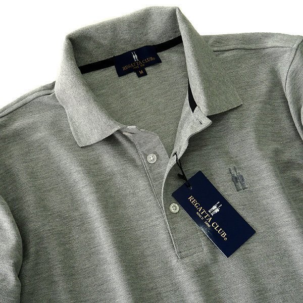  new goods regata Club spring summer deer. . jersey - polo-shirt with long sleeves L ash [RCL-001_GA] REGATTA CLUB shirt men's Logo embroidery Golf 