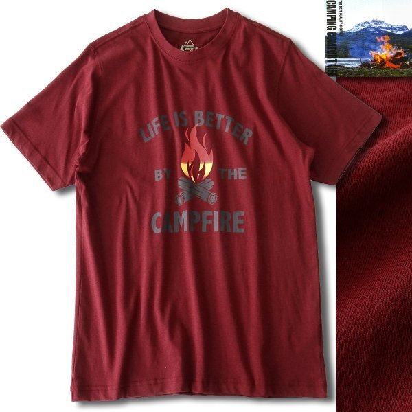 新品 キャンピングコンフォートライフ 春夏 キャンプファイヤー プリント Tシャツ LL 【PW9M-T103_DRE】 CAMPING COMFORT LIFE 半袖_画像1