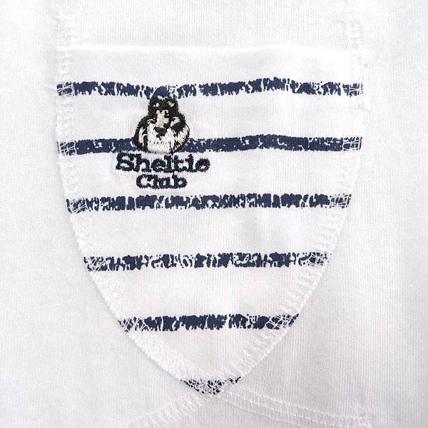  новый товар ракушка чай Club 24SS окантовка карман короткий рукав футболка LL белый темно-синий [SH1442086_7] Sheltie Club весна лето мужской cut and sewn круглый вырез 