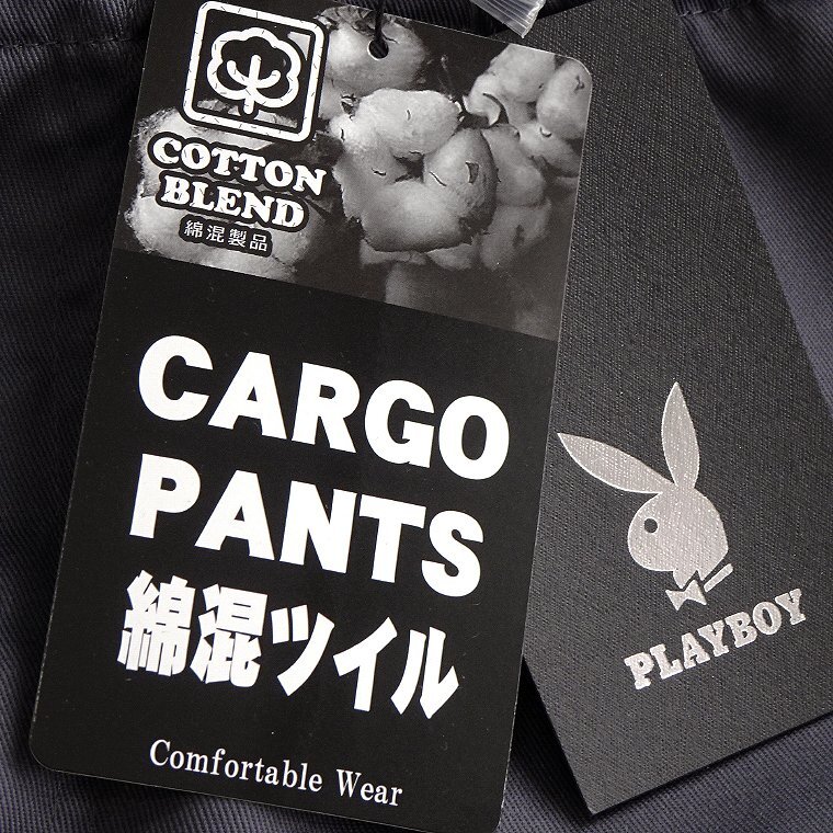 新品 プレイボーイ 24春夏 ストレッチ カーゴ パンツ M 灰 【41027_98】 PLAYBOY メンズ バニー 刺繍 コットン ミリタリー 6ポケット_画像9