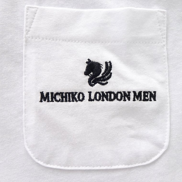 新品 ミチコロンドン 春夏 ロゴ刺繍 ポケット Tシャツ M 白【ML9M-T034_WT】 MICHIKO LONDON 半袖 コットン カットソー メンズ_画像5