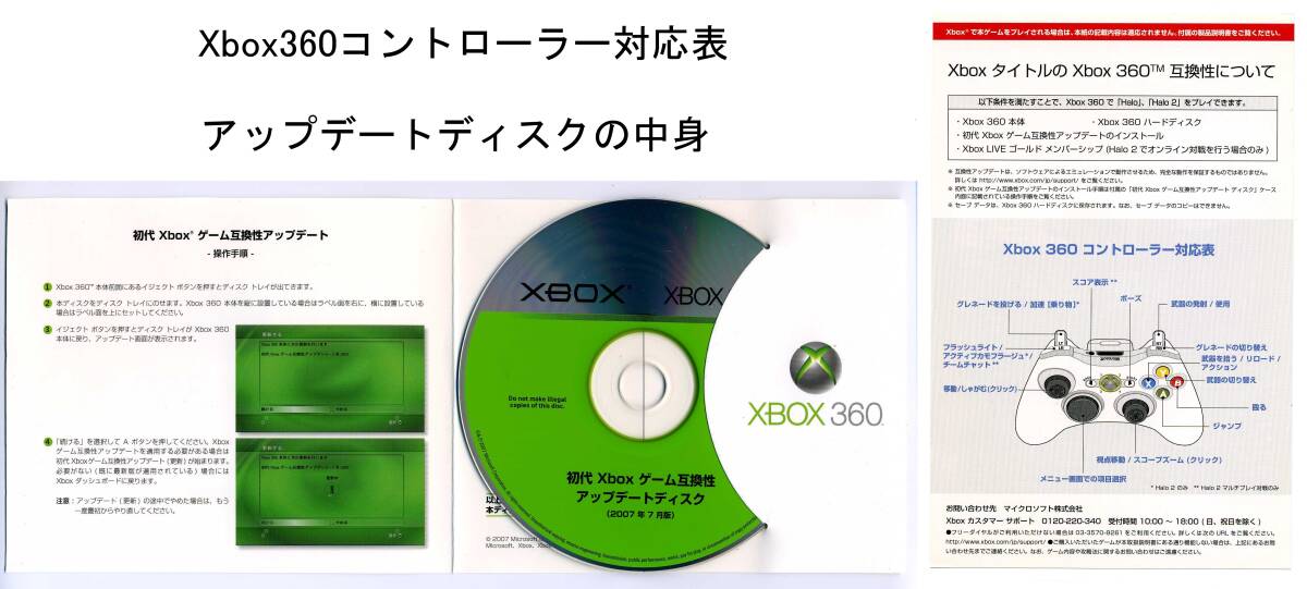中古 HALO ヘイロー1+2 ヒストリーパック 2本セット HistoryPack Xbox360用の初代Xboxゲーム互換性2007年7月版アップデートディスク付きの画像3