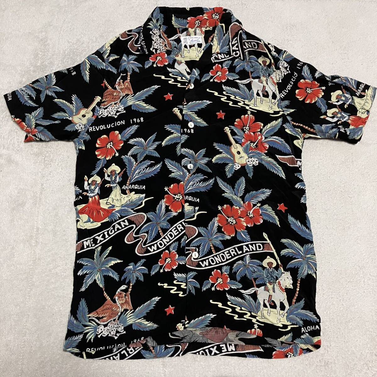 アロハシャツ ABOID 半袖シャツ ハワイアン オープンカラー 総柄 花柄 ボタニカル ハイビスカス_画像2