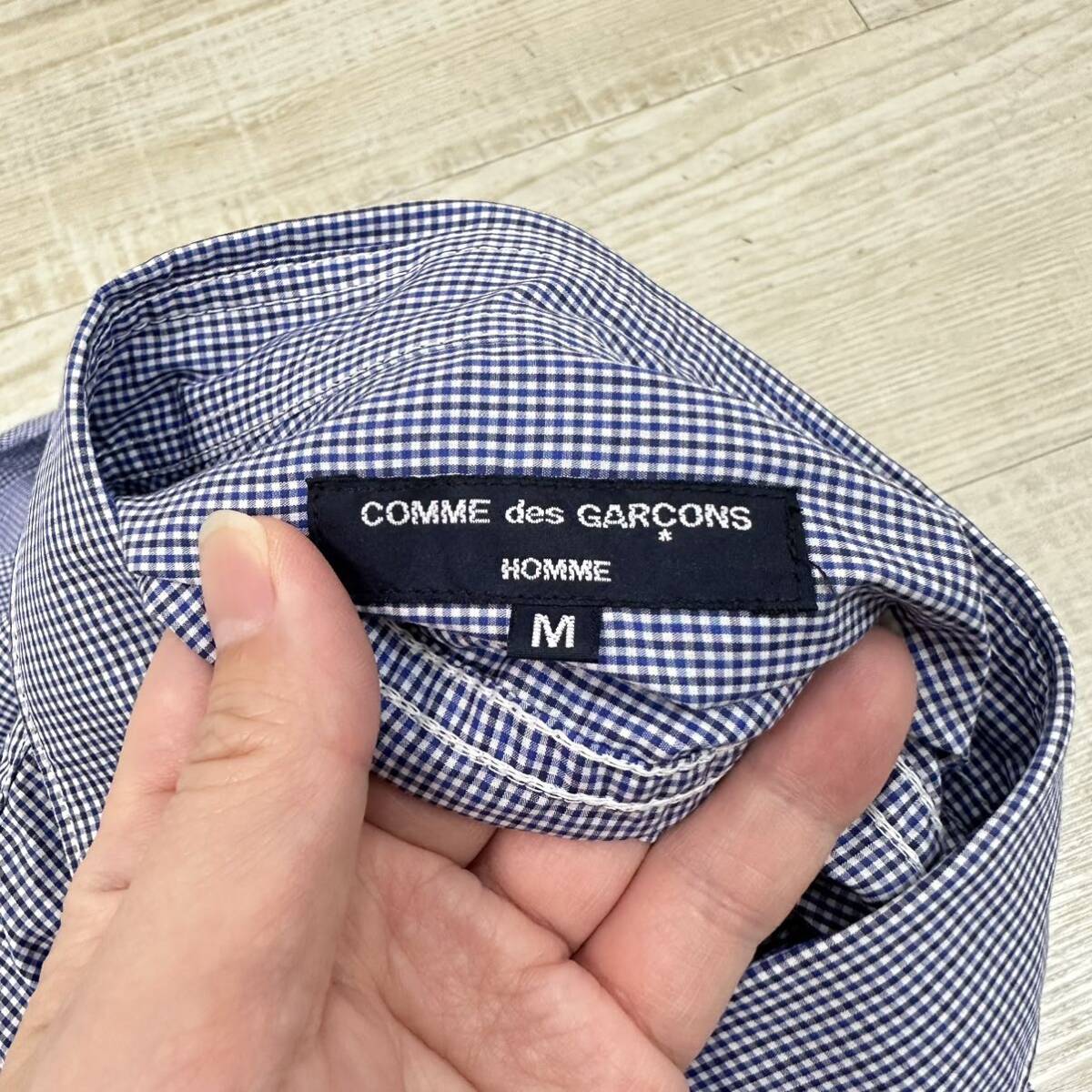 20aw 2020 COMME des GARCONS HOMME コム デ ギャルソン オム 異素材 ドッキング ギンガム チェック シャツ 日本製 L/S SHIRT サイズ Mの画像7